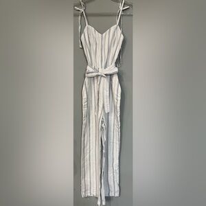 ABERCROMBIE & FITCH LINEN BLEND STRIPED JUMPSUIT